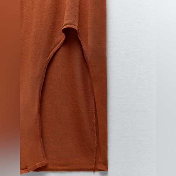 KNIT LINEN BLEND DRESS WITH SLIT - Picture 4 of 9